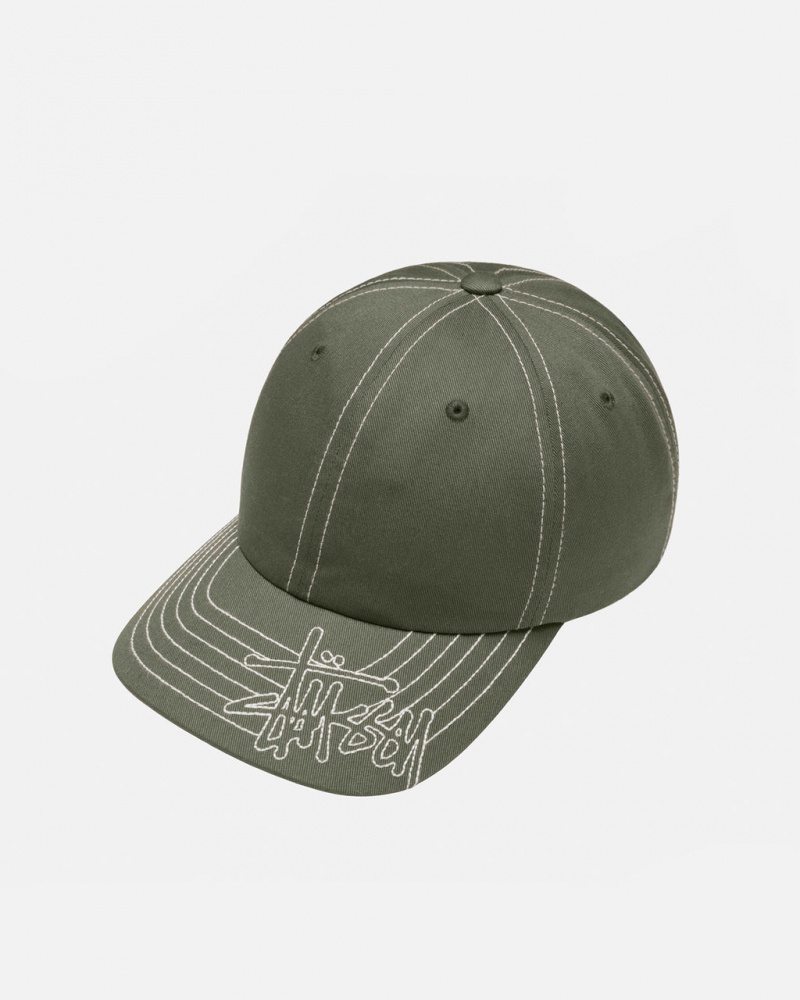 Stussy Low Pro Basic Stitch Strapback - Unisex Oliivinvihreä | FIDFL97406