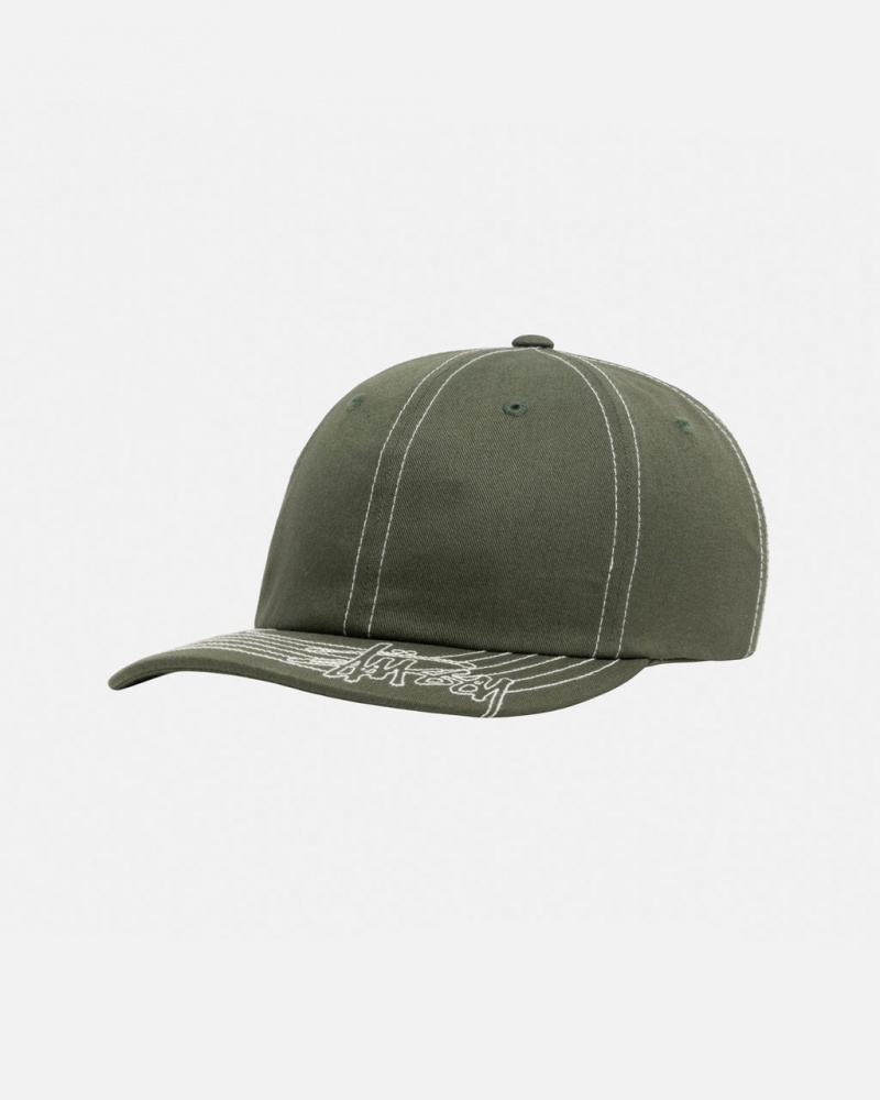 Stussy Low Pro Basic Stitch Strapback - Unisex Oliivinvihreä | FIDFL97406