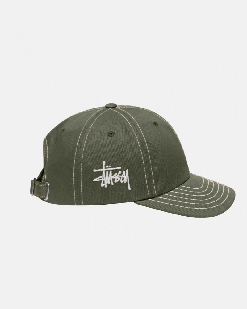 Stussy Low Pro Basic Stitch Strapback - Unisex Oliivinvihreä | FIDFL97406