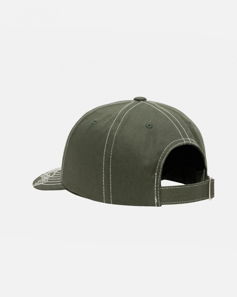 Stussy Low Pro Basic Stitch Strapback - Unisex Oliivinvihreä | FIDFL97406