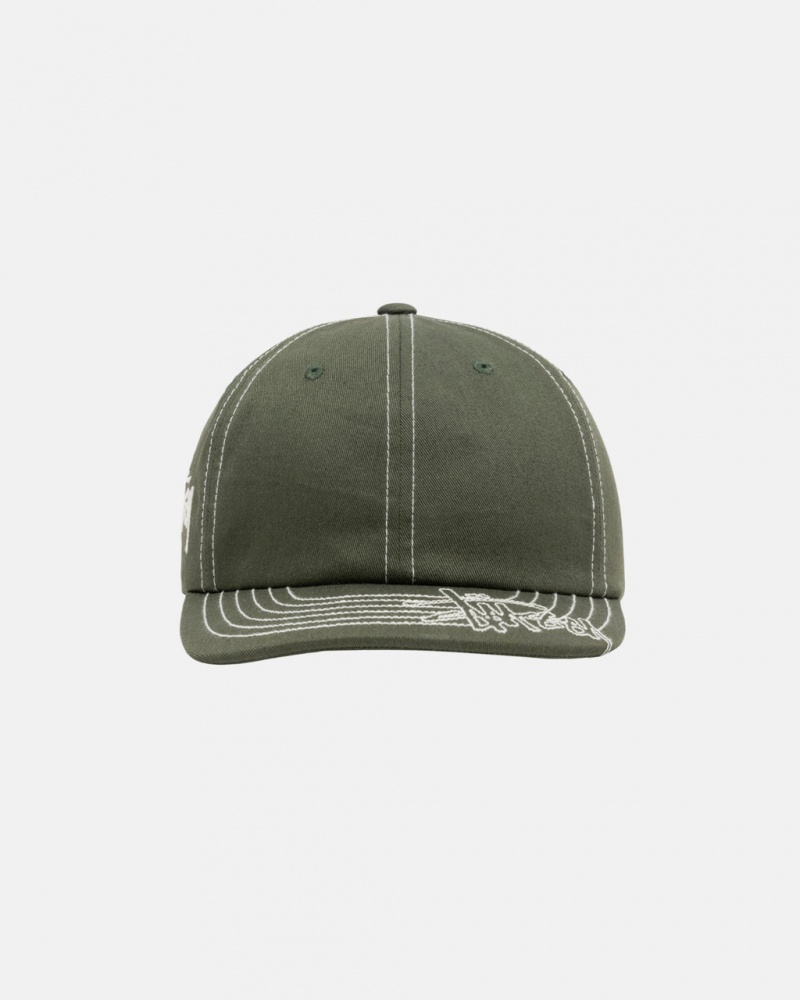 Stussy Low Pro Basic Stitch Strapback - Unisex Oliivinvihreä | FIDFL97406