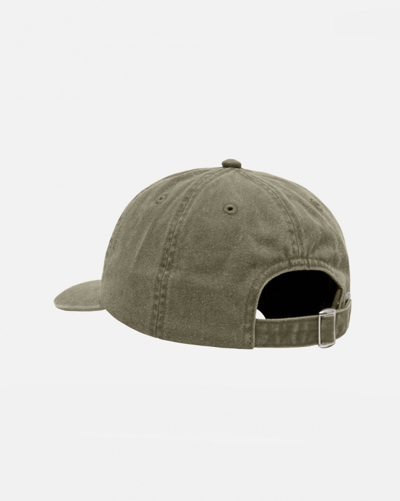 Stussy Low Pro Basic Washed Strapback - Unisex Oliivinvihreä | GFIEC94999