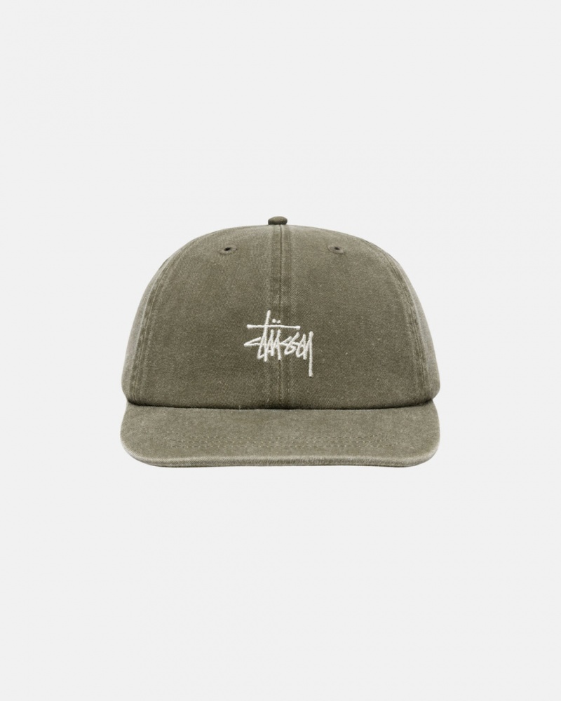 Stussy Low Pro Basic Washed Strapback - Unisex Oliivinvihreä | GFIEC94999