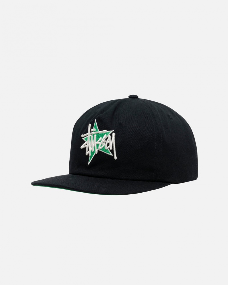 Stussy Mid-Depth Basic Star Strapback - Unisex Mustat | FIXMI29295