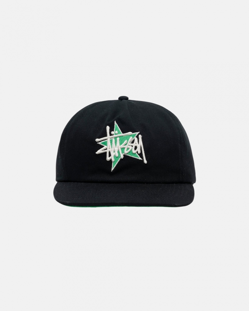 Stussy Mid-Depth Basic Star Strapback - Unisex Mustat | FIXMI29295