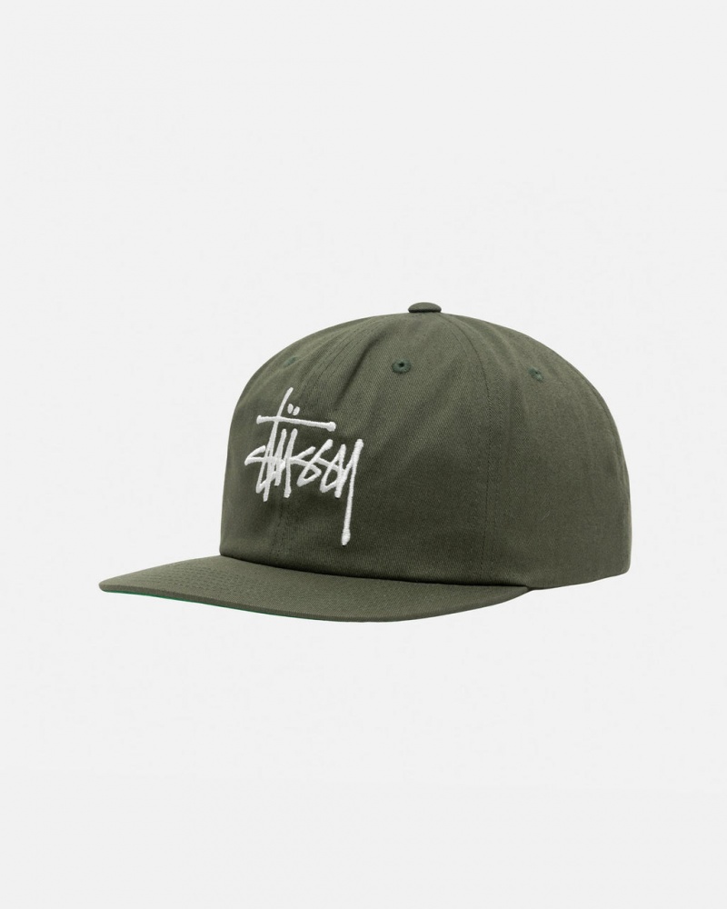 Stussy Mid-Depth Basic Strapback - Unisex Oliivinvihreä | SFINY64980