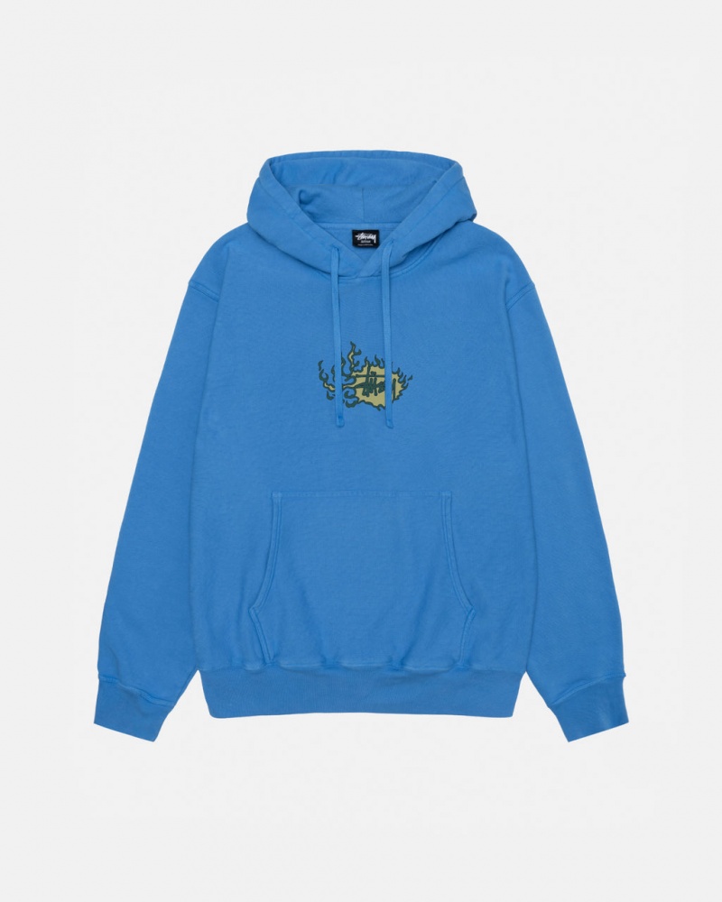 Stussy Mosaic Dragon Hoodie Pigment Dyed - Unisex Hoodies Sininen | YFIGT89414