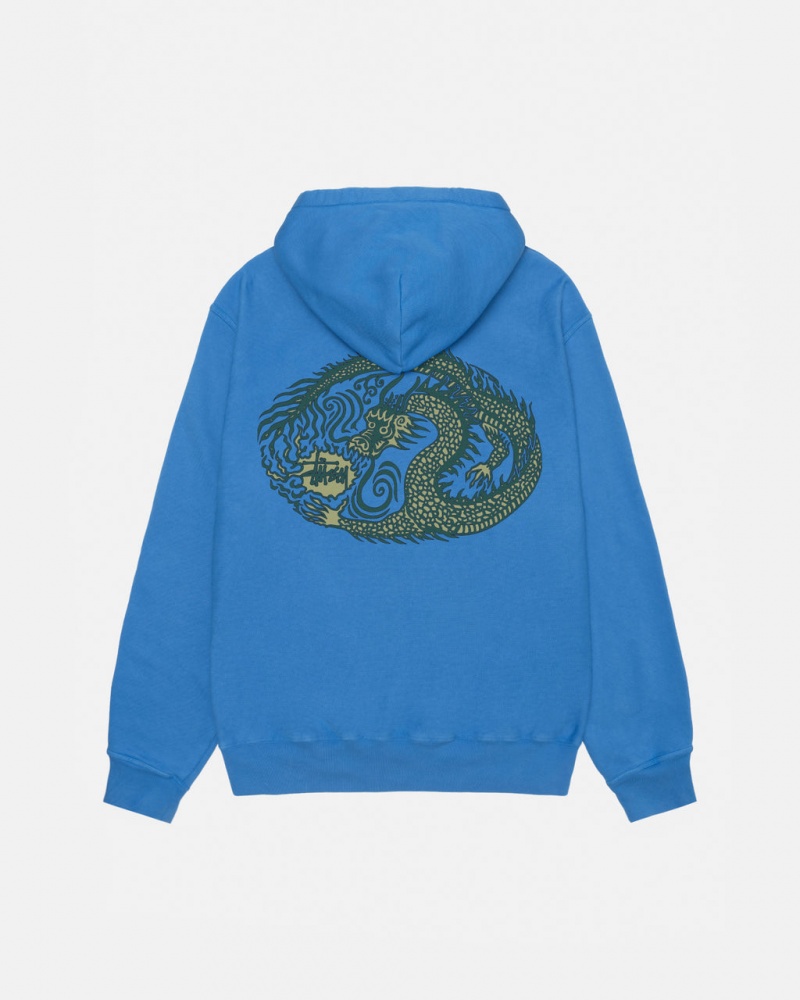 Stussy Mosaic Dragon Hoodie Pigment Dyed - Unisex Hoodies Sininen | YFIGT89414