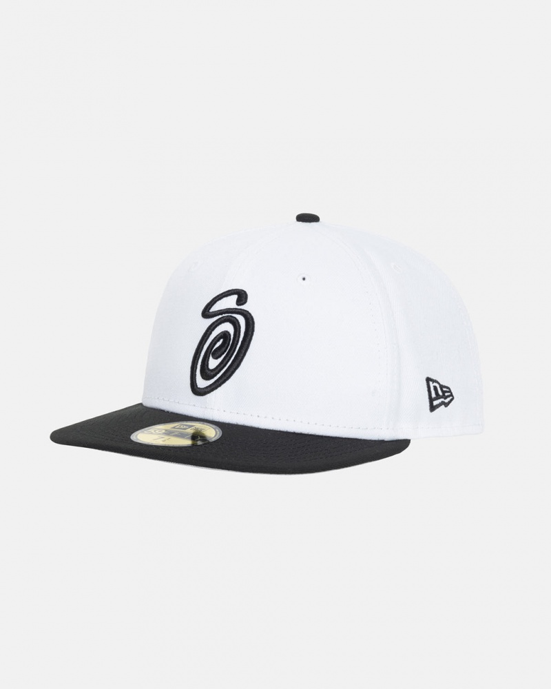 Stussy New Era 59Fifty Curly S - Unisex Valkoinen Mustat | FFIUI73329