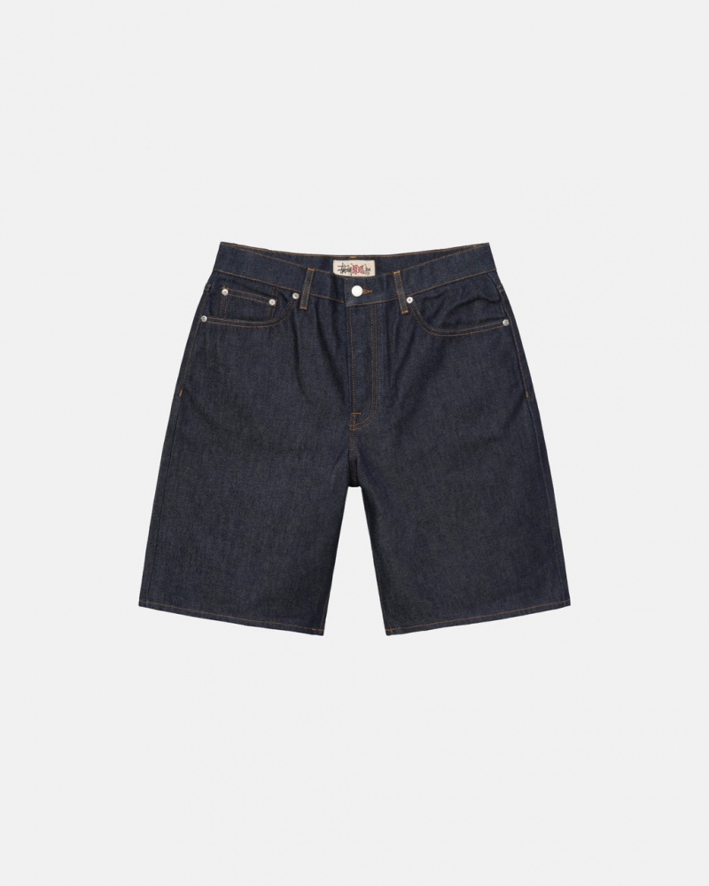 Stussy Raw Denim Big Ol& Shorts - Men&s Shorts Trunks Mustat | FICIF97006