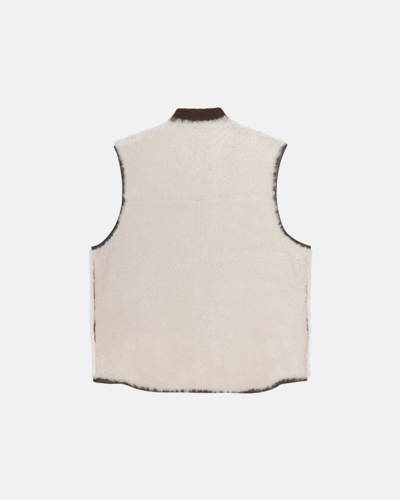 Stussy Reversible Shearling Workgear Vest - Unisex Jackets Ruskea | TFIWZ88754