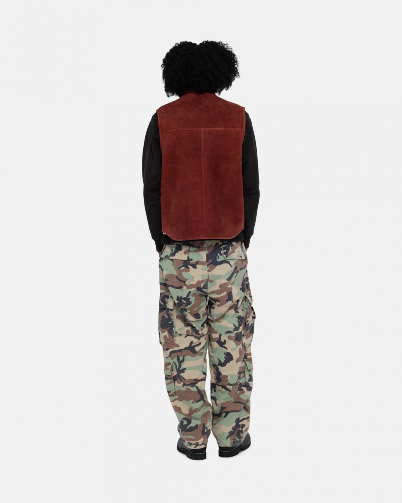 Stussy Reversible Shearling Workgear Vest - Unisex Jackets Viininpunainen | FICIF59864