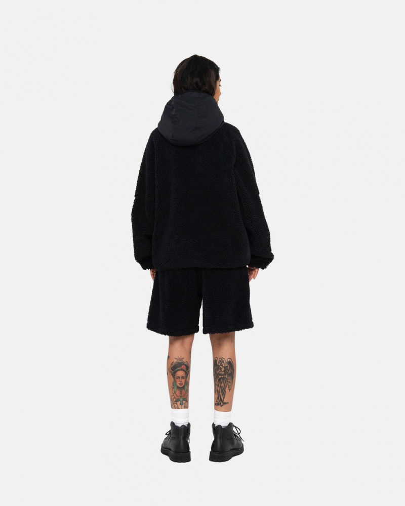 Stussy Sherpa Paneled Hupullinen Jacket - Unisex Hoodies Mustat | FIQCS49314