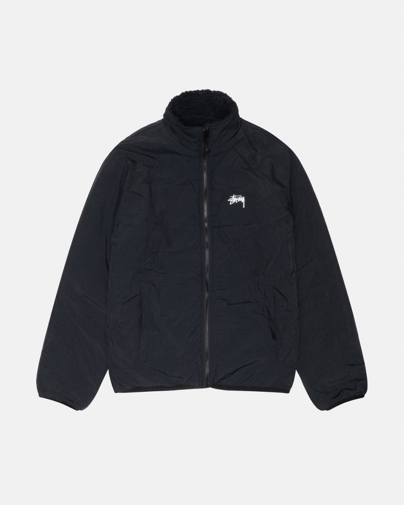 Stussy Sherpa Reversible Jacket - Unisex Jackets Mustat | FIEAH44202