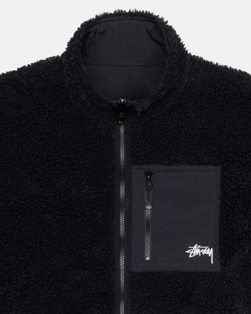 Stussy Sherpa Reversible Jacket - Unisex Jackets Mustat | FIEAH44202