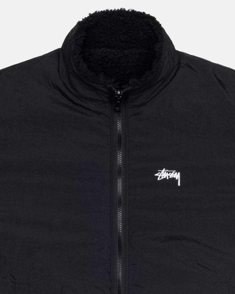 Stussy Sherpa Reversible Jacket - Unisex Jackets Mustat | FIEAH44202