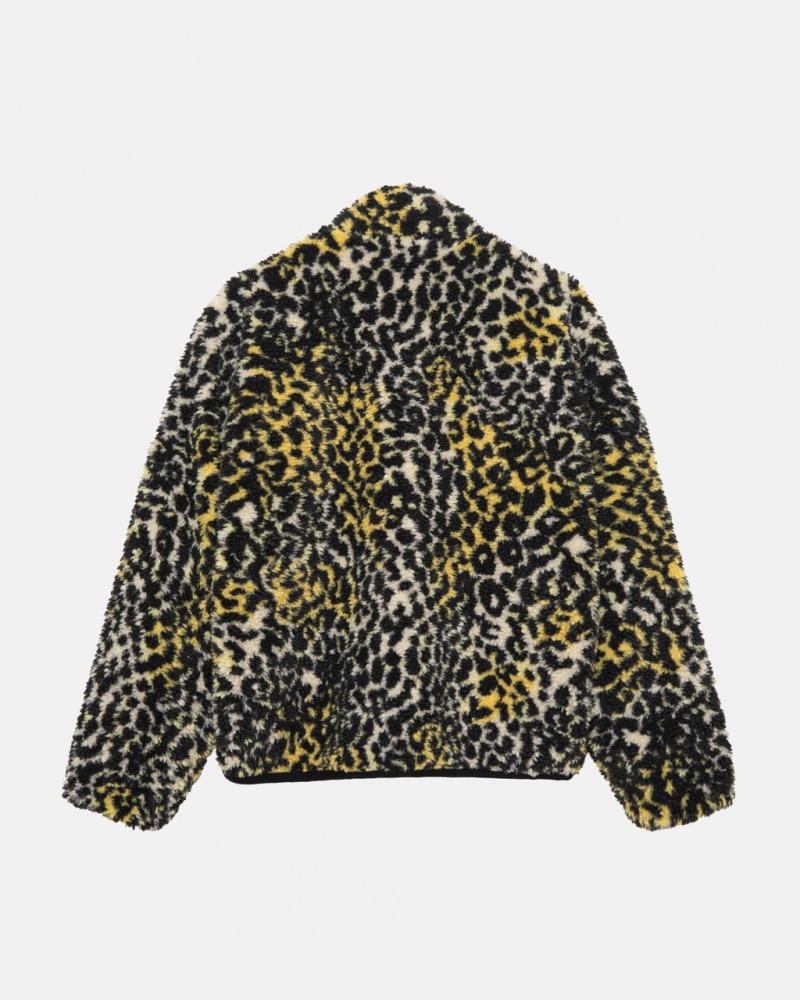 Stussy Sherpa Reversible Jacket - Unisex Jackets Keltainen Leopardi | FIXMI96821