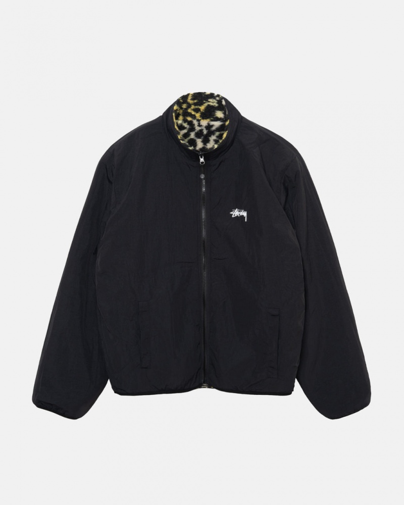 Stussy Sherpa Reversible Jacket - Unisex Jackets Keltainen Leopardi | FIXMI96821