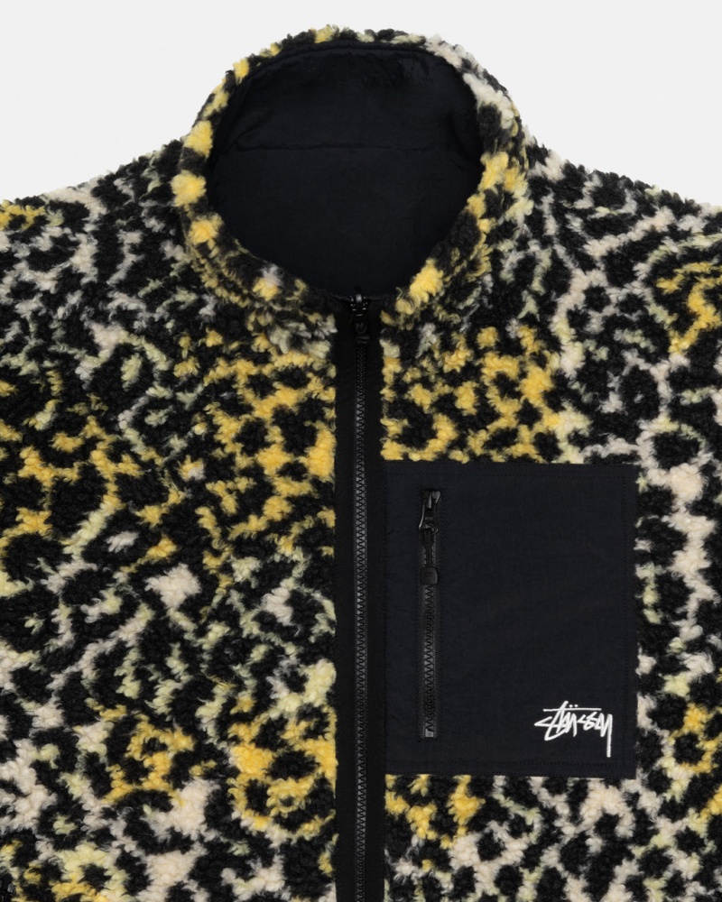 Stussy Sherpa Reversible Jacket - Unisex Jackets Keltainen Leopardi | FIXMI96821