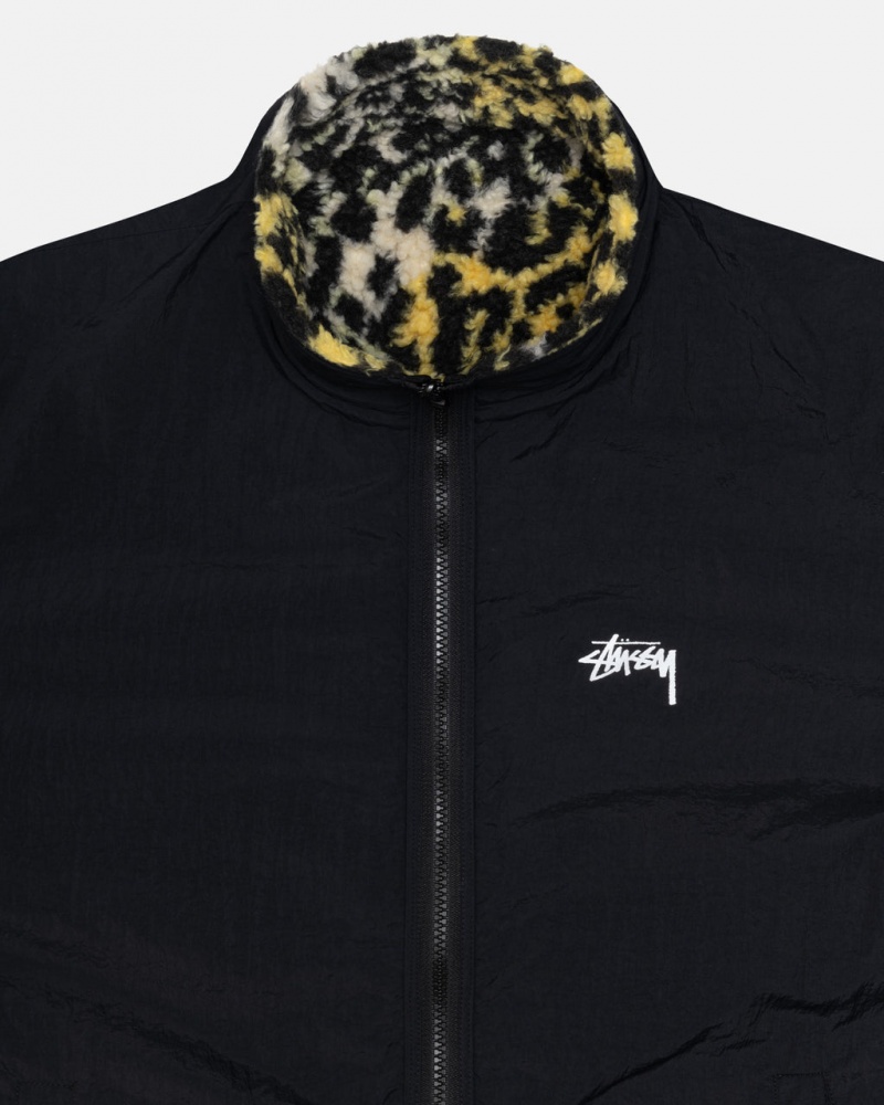 Stussy Sherpa Reversible Jacket - Unisex Jackets Keltainen Leopardi | FIXMI96821