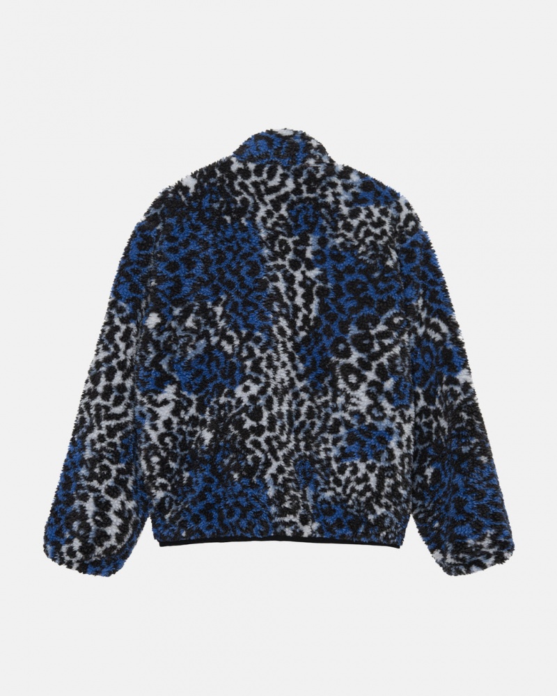 Stussy Sherpa Reversible Jacket - Unisex Jackets Sininen Leopardi | FIDFL75188