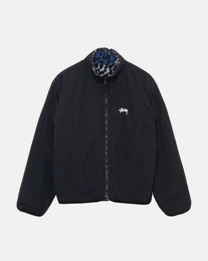 Stussy Sherpa Reversible Jacket - Unisex Jackets Sininen Leopardi | FIDFL75188