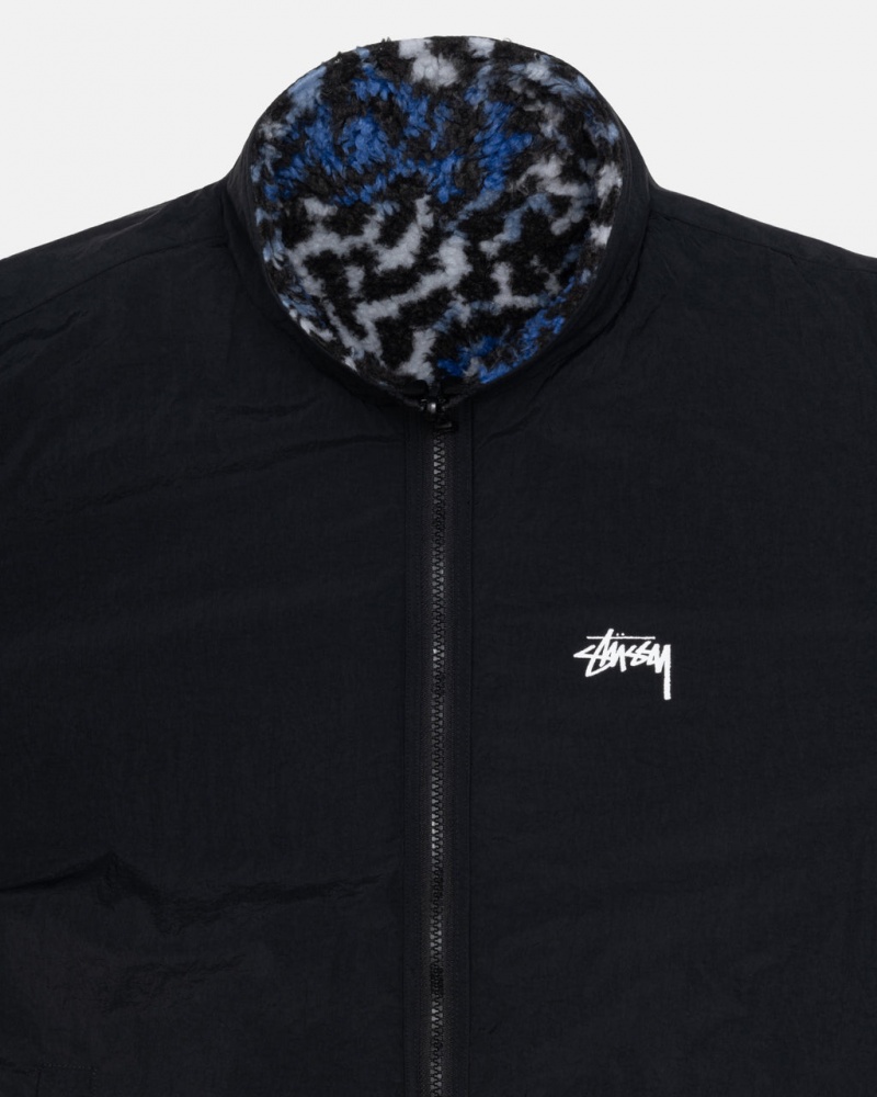 Stussy Sherpa Reversible Jacket - Unisex Jackets Sininen Leopardi | FIDFL75188