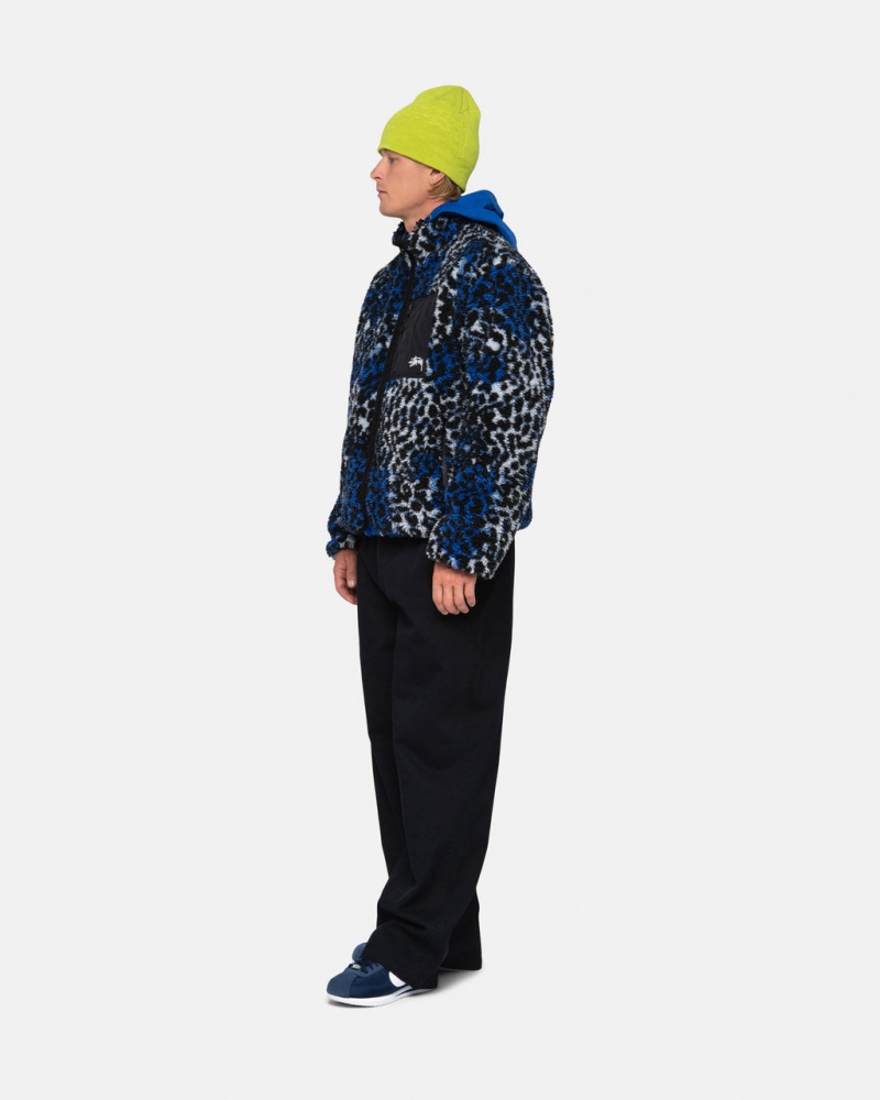 Stussy Sherpa Reversible Jacket - Unisex Jackets Sininen Leopardi | FIDFL75188