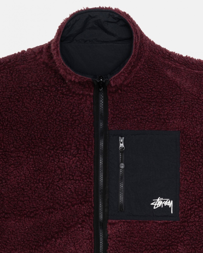 Stussy Sherpa Reversible Jacket - Unisex Jackets Viininpunainen | FIQCS18987