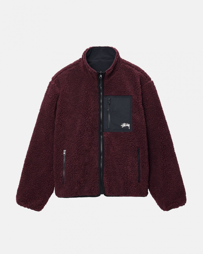 Stussy Sherpa Reversible Jacket - Unisex Jackets Viininpunainen | FIQCS18987