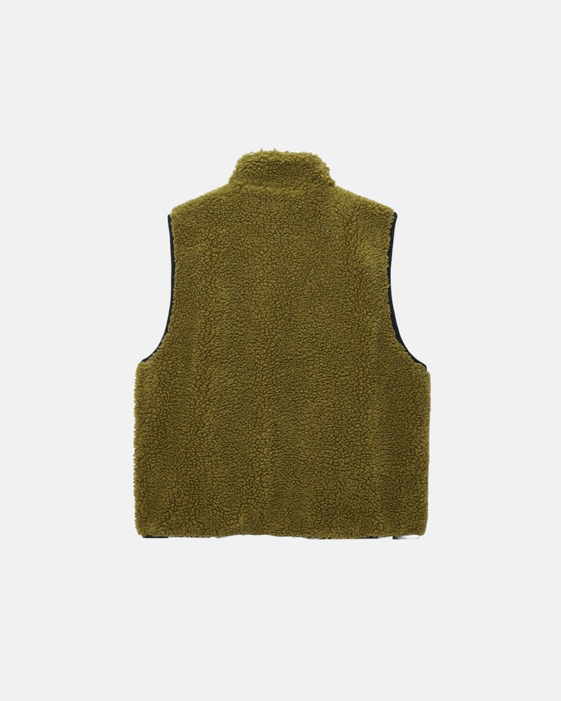 Stussy Sherpa Reversible Vest - Unisex Jackets Oliivinvihreä | TFIWZ42076