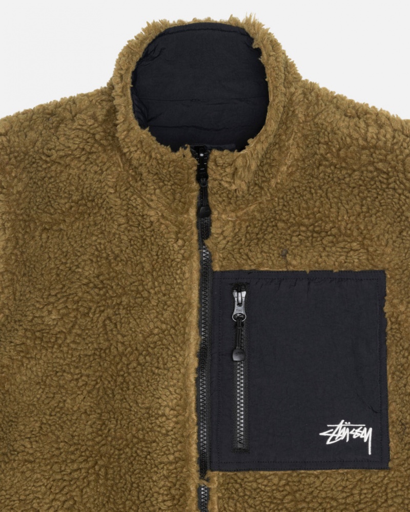 Stussy Sherpa Reversible Vest - Unisex Jackets Oliivinvihreä | TFIWZ42076