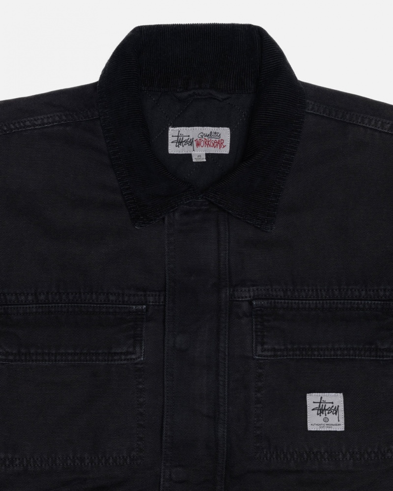 Stussy Shop Jacket Washed Canvas - Unisex Jackets Mustat | FIZPD49418