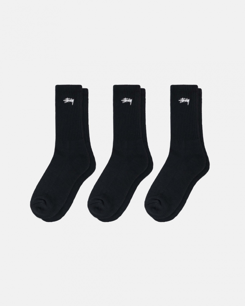 Stussy Stock Crew Sock Pack - Home Goods Mustat | FIQCS27564