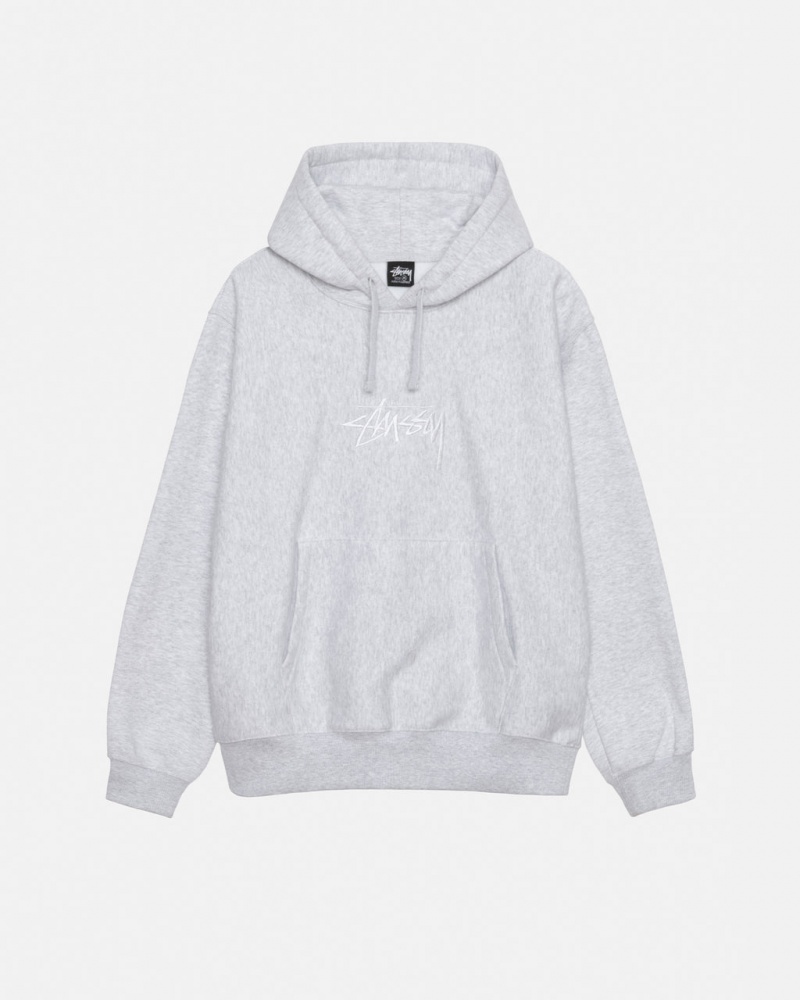 Stussy Stock Logo Applique Hoodie - Unisex Hoodies Harmaat Valkoinen | BFISD86125