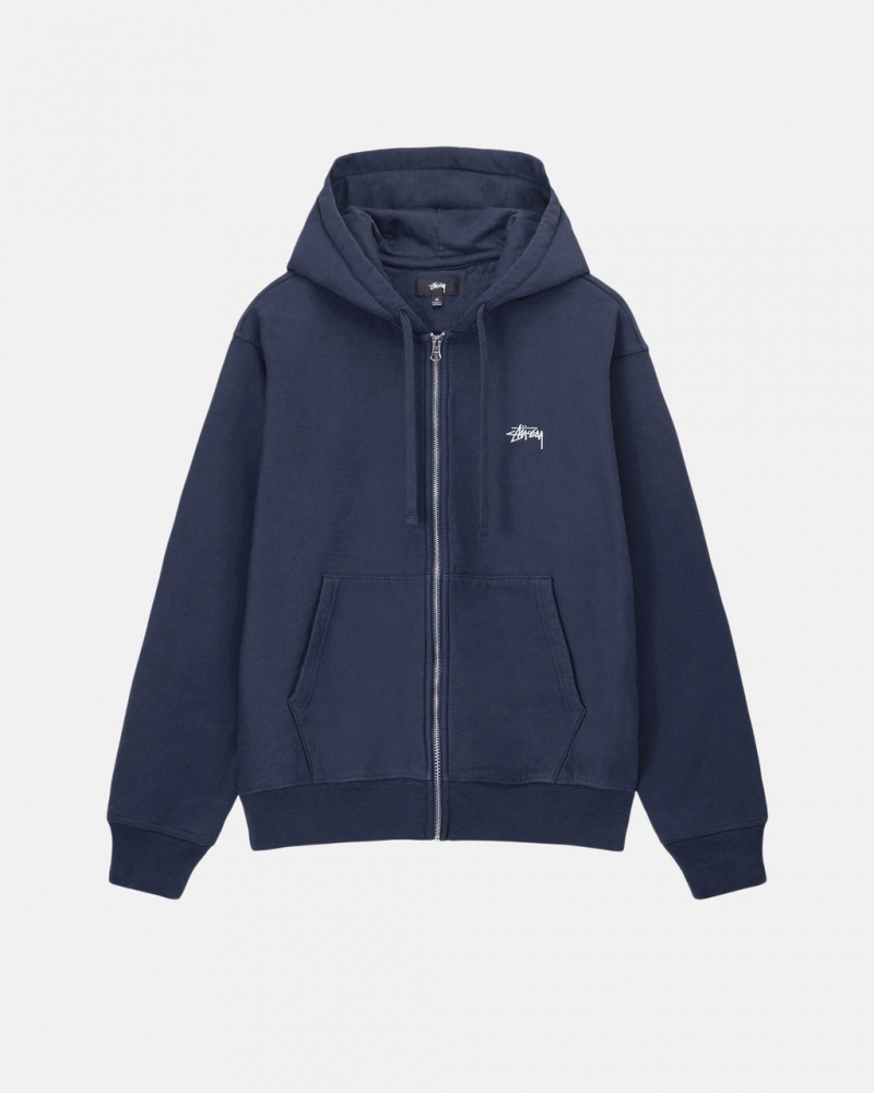 Stussy Stock Logo Zip Hoodie - Unisex Hoodies Laivastonsininen | LFISX31672