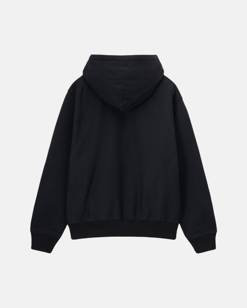 Stussy Stock Logo Zip Hoodie - Unisex Hoodies Mustat | XFIGW98297