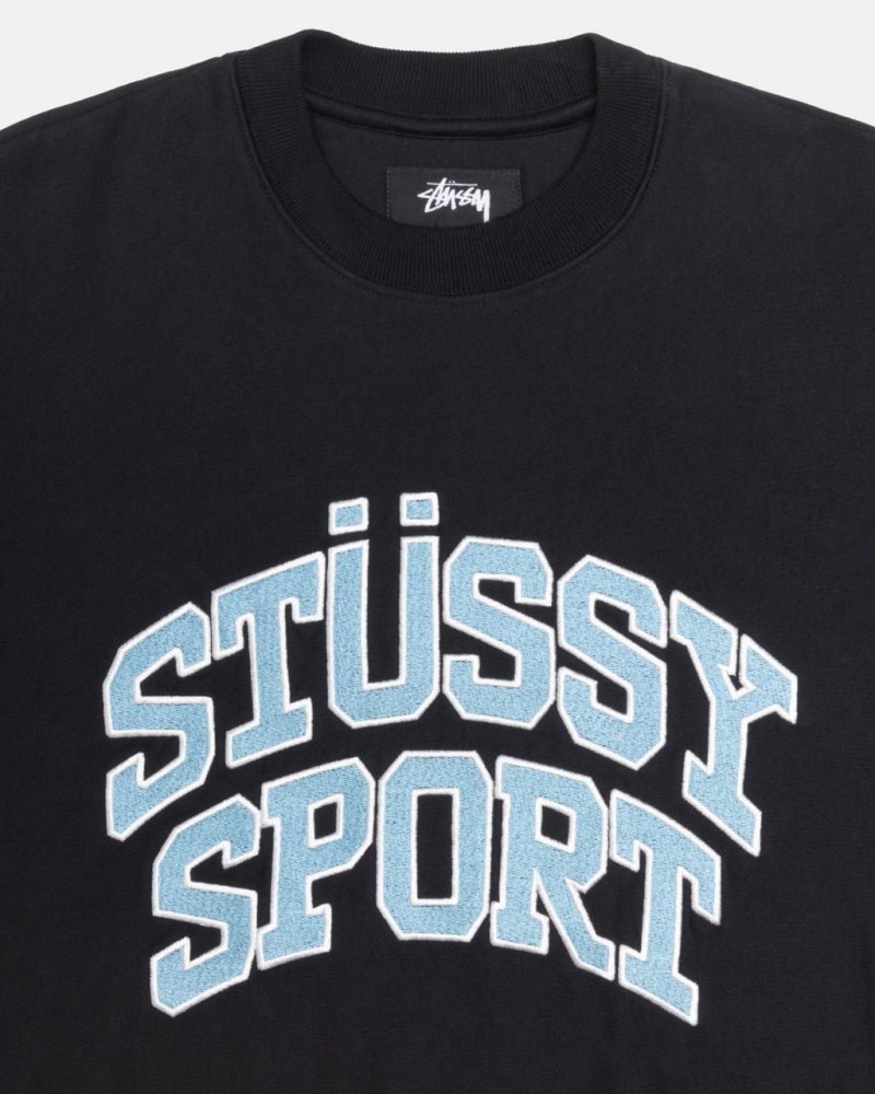 Stussy Stüssy Urheilu Relaxed Oversized Crew - Unisex Hoodies Mustat | ZFINQ93454