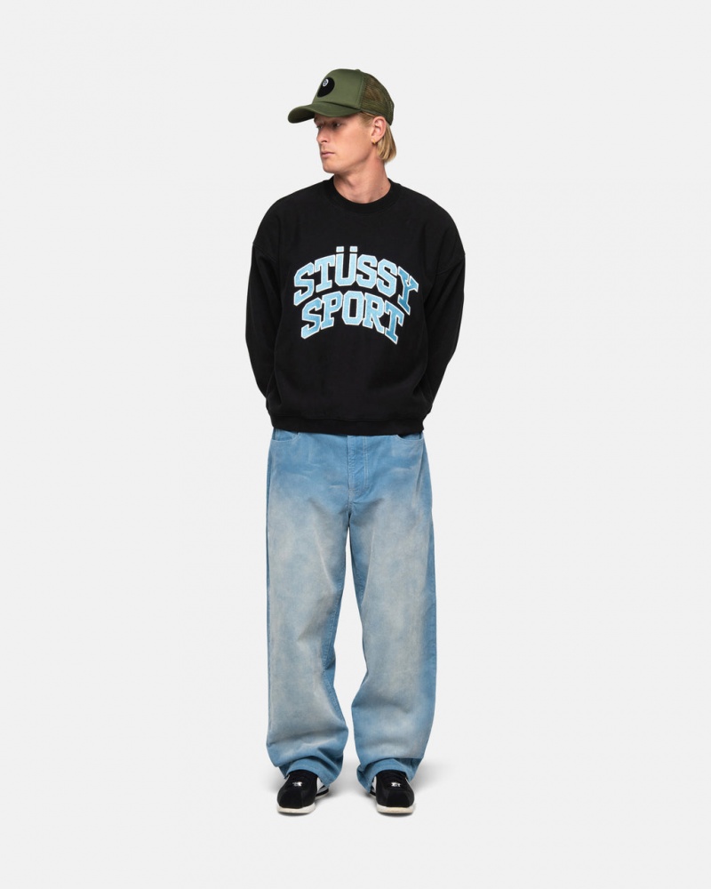 Stussy Stüssy Urheilu Relaxed Oversized Crew - Unisex Hoodies Mustat | ZFINQ93454