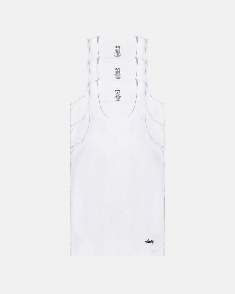 Stussy Stussy Tank Undershirt - Unisex Sweaters Knits Valkoinen | XFIBH14304