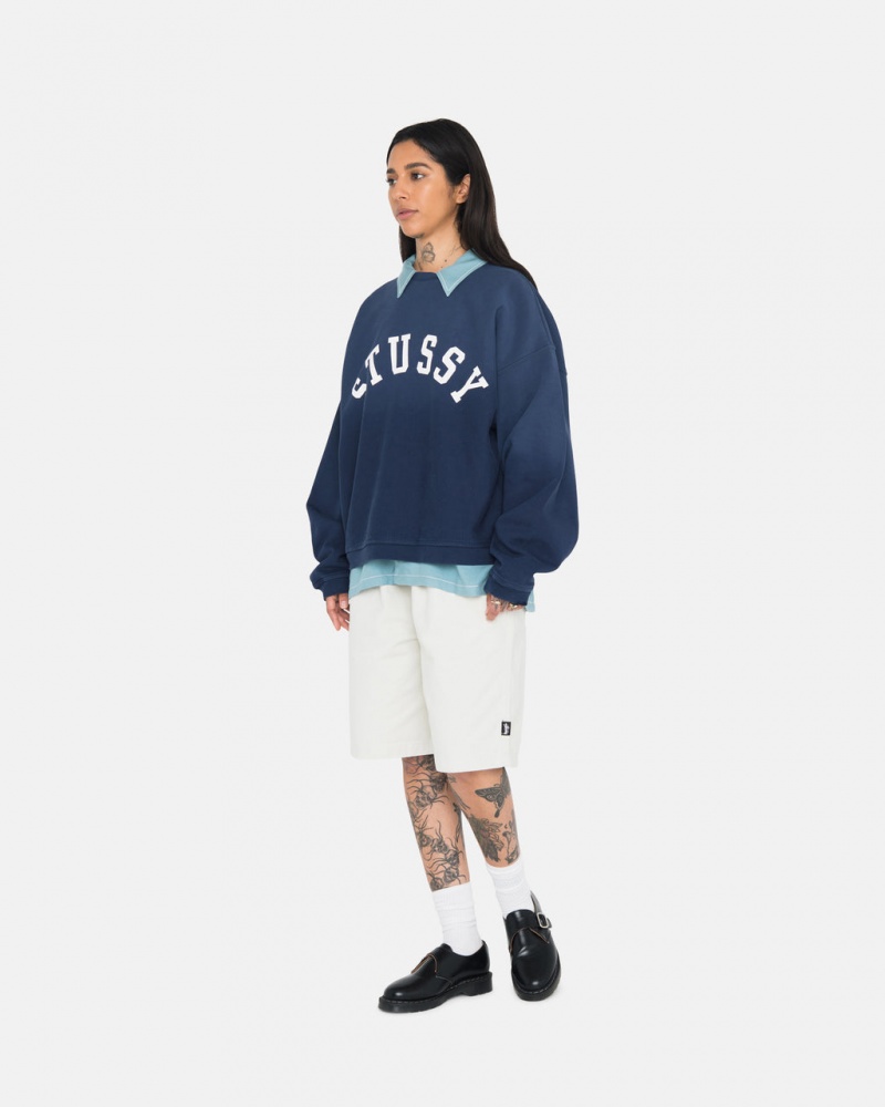 Stussy Sun Faded Oversized Crew - Unisex Hoodies Laivastonsininen | FIZDE47028