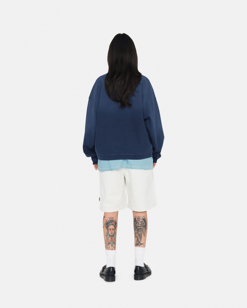 Stussy Sun Faded Oversized Crew - Unisex Hoodies Laivastonsininen | FIZDE47028