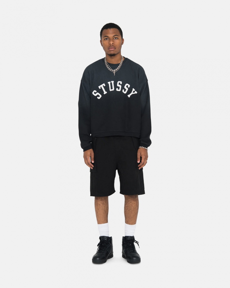 Stussy Sun Faded Oversized Crew - Unisex Hoodies Mustat | BFISO16392