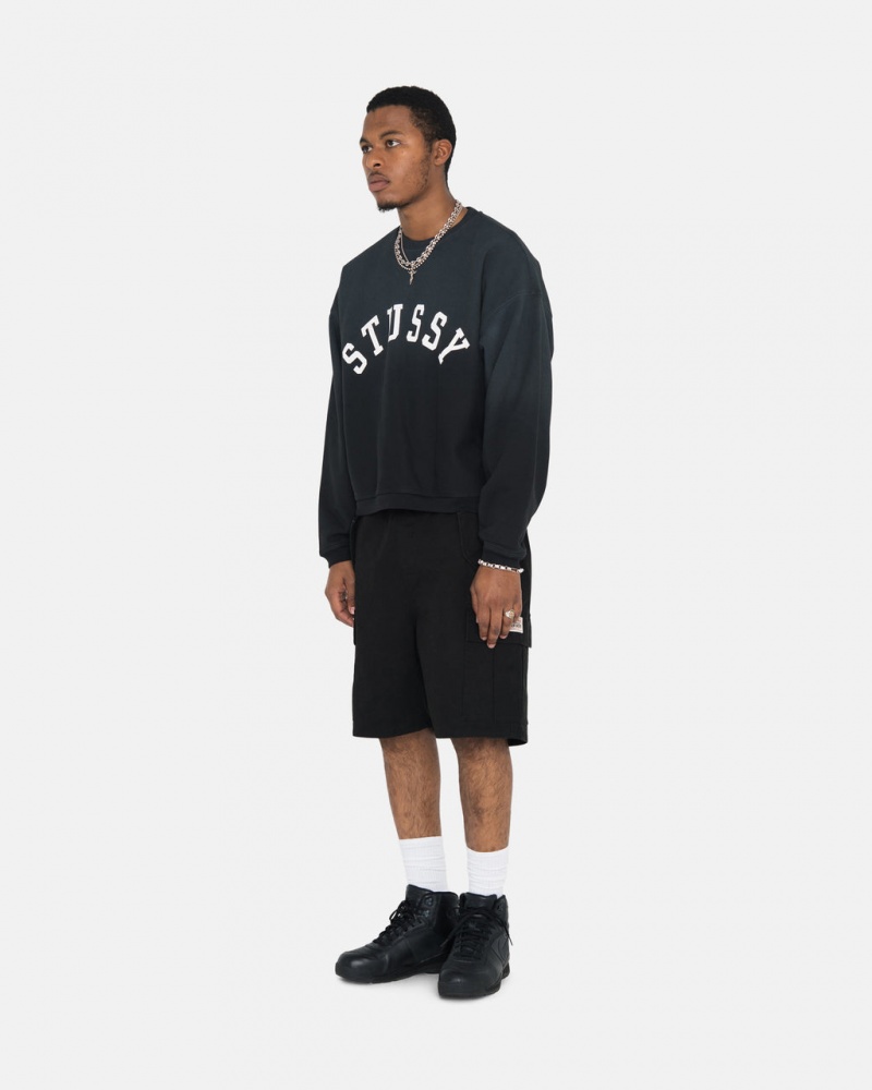 Stussy Sun Faded Oversized Crew - Unisex Hoodies Mustat | BFISO16392