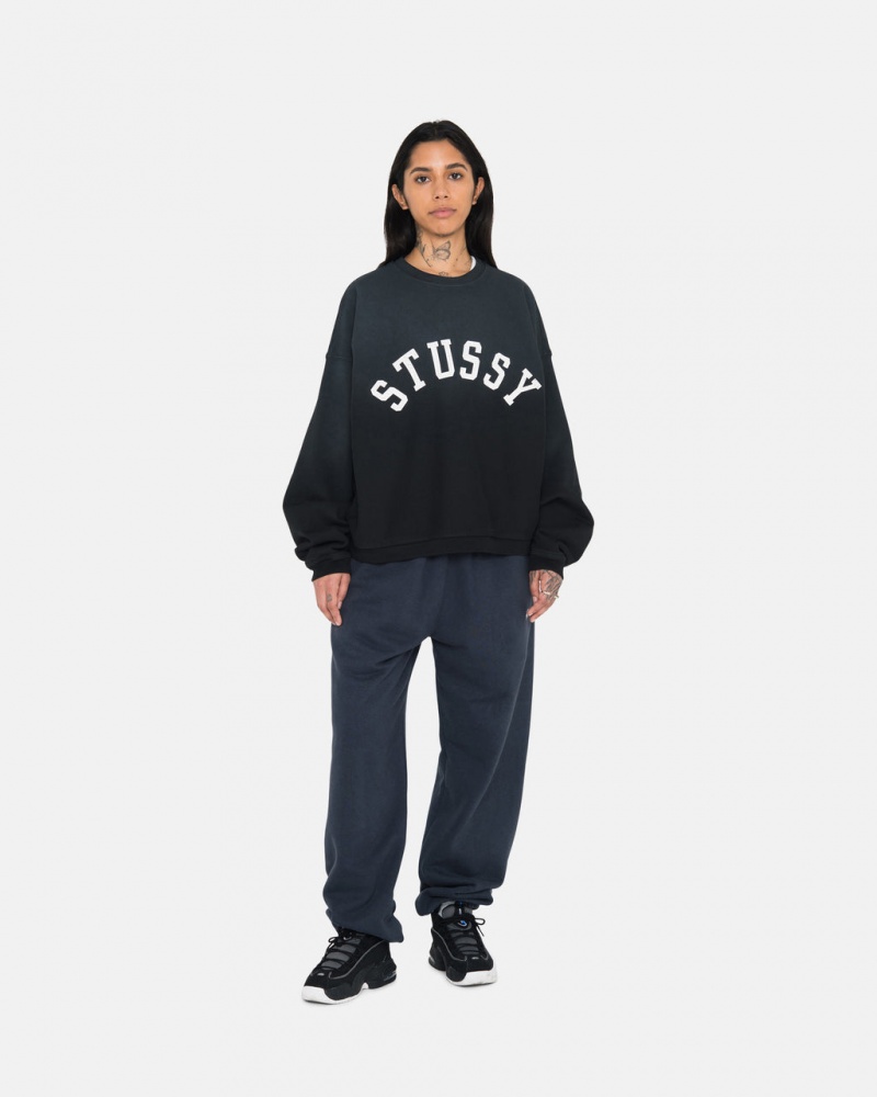 Stussy Sun Faded Oversized Crew - Unisex Hoodies Mustat | BFISO16392