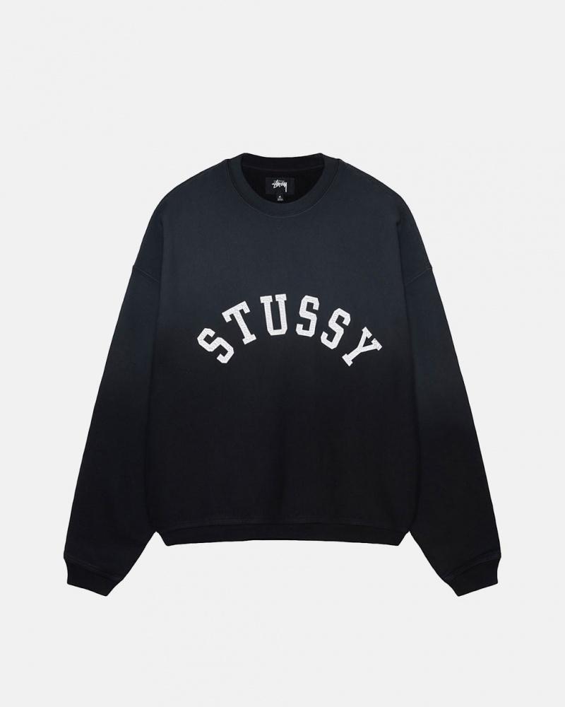 Stussy Sun Faded Oversized Crew - Unisex Hoodies Mustat | BFISO16392