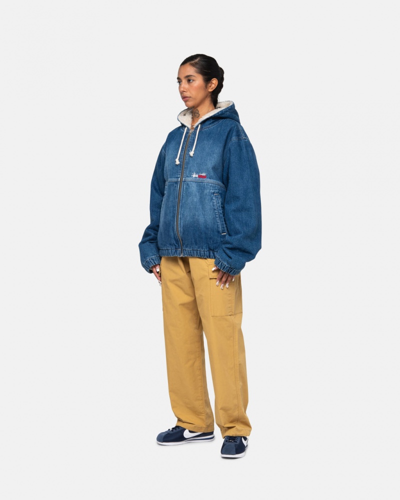 Stussy Työ Jacket Denim Sherpa - Unisex Jackets Sininen | FIJZR67483