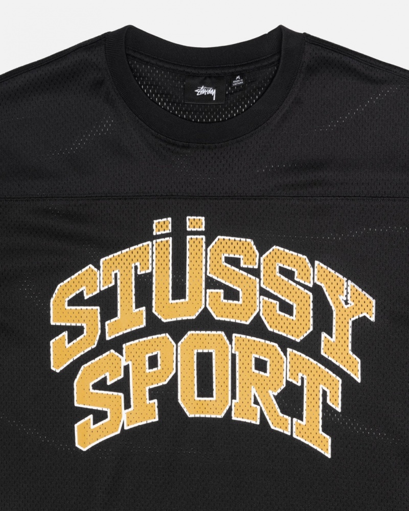 Stussy Urheilu Mesh Football Jersey - Unisex Sweaters Knits Mustat | FIDYB91211