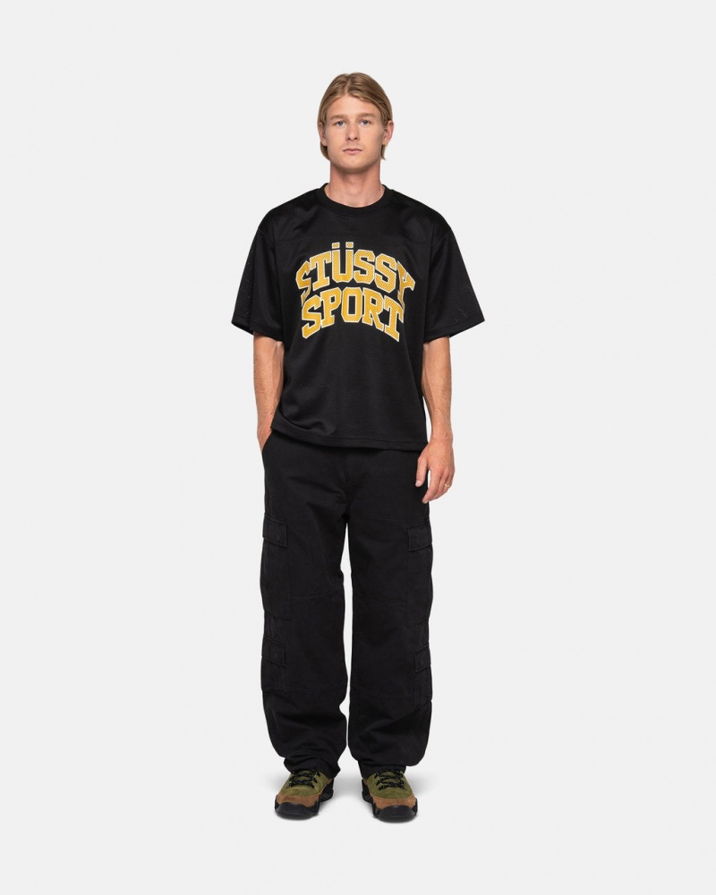 Stussy Urheilu Mesh Football Jersey - Unisex Sweaters Knits Mustat | FIDYB91211