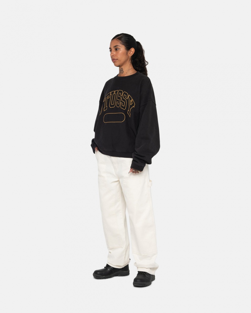 Stussy Varsity Oversized Crew - Unisex Hoodies Mustat | EFIVG29000